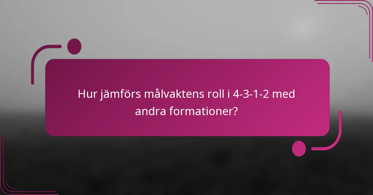 Hur jämförs målvaktens roll i 4-3-1-2 med andra formationer?